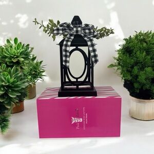 NIB Pink Zebra Gingham Bow Lantern accent shade